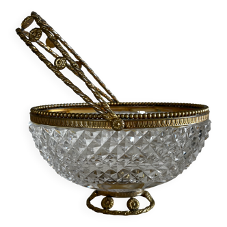 Panier en cristal ciselé et bronze