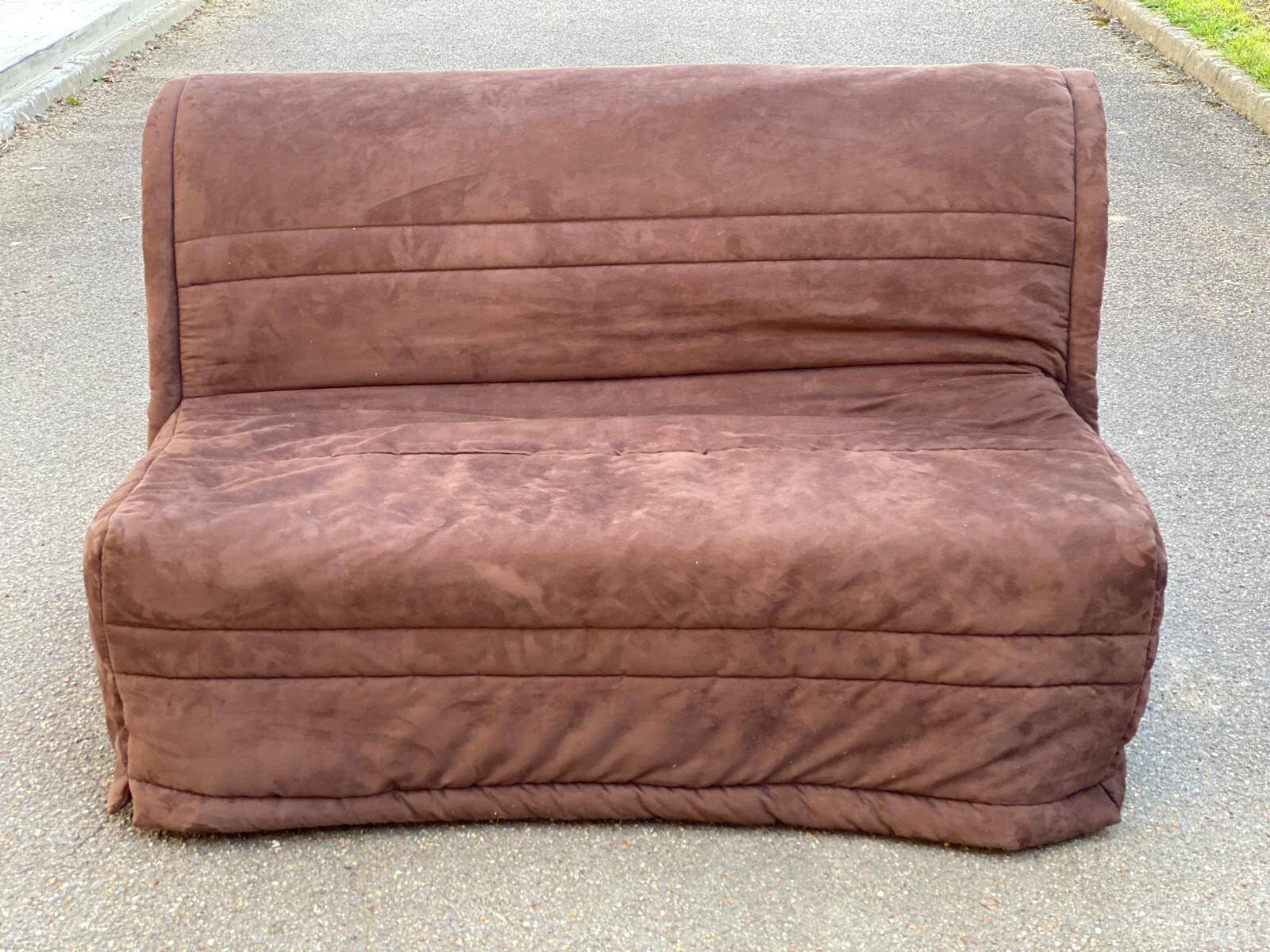 JP Gauthier brown velvet 2-seater convertible sofa bed