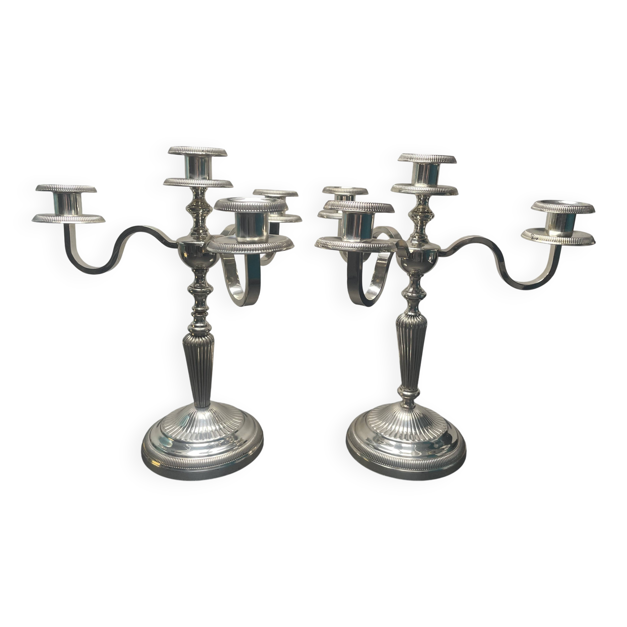 Pair of candlesticks, 12 gram silver plating, Fabiora, Paris, luxury