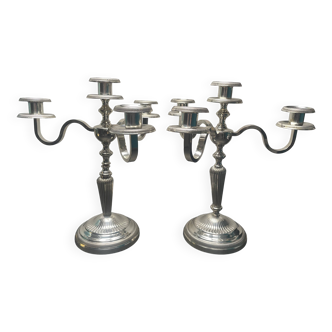 Paire de chandelier, placage argent 12 grammes, Fabiora, Paris, luxe