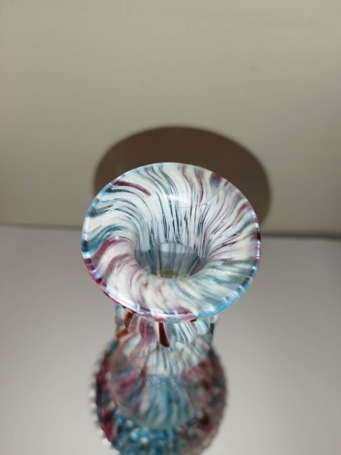 Clichy candle holder marbled blue rose white