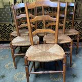 6 light beech mulched chairs