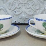 2 cups tea or chocolate St Clément decoration characters