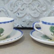 2 tasses thé ou chocolat St Clément décor personnages