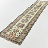 2x11 shades of cream blue oushak runner rug