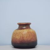 vintage wide low yellow crackle West Germany vase Scheurich