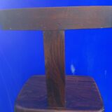 Pair of brutalist T-shaped chairs, solid Aranjou elm, design Olavi Hanninen, 1970