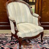 Napoleon III bergère in mahogany from the late 19th century to be reupholstered.