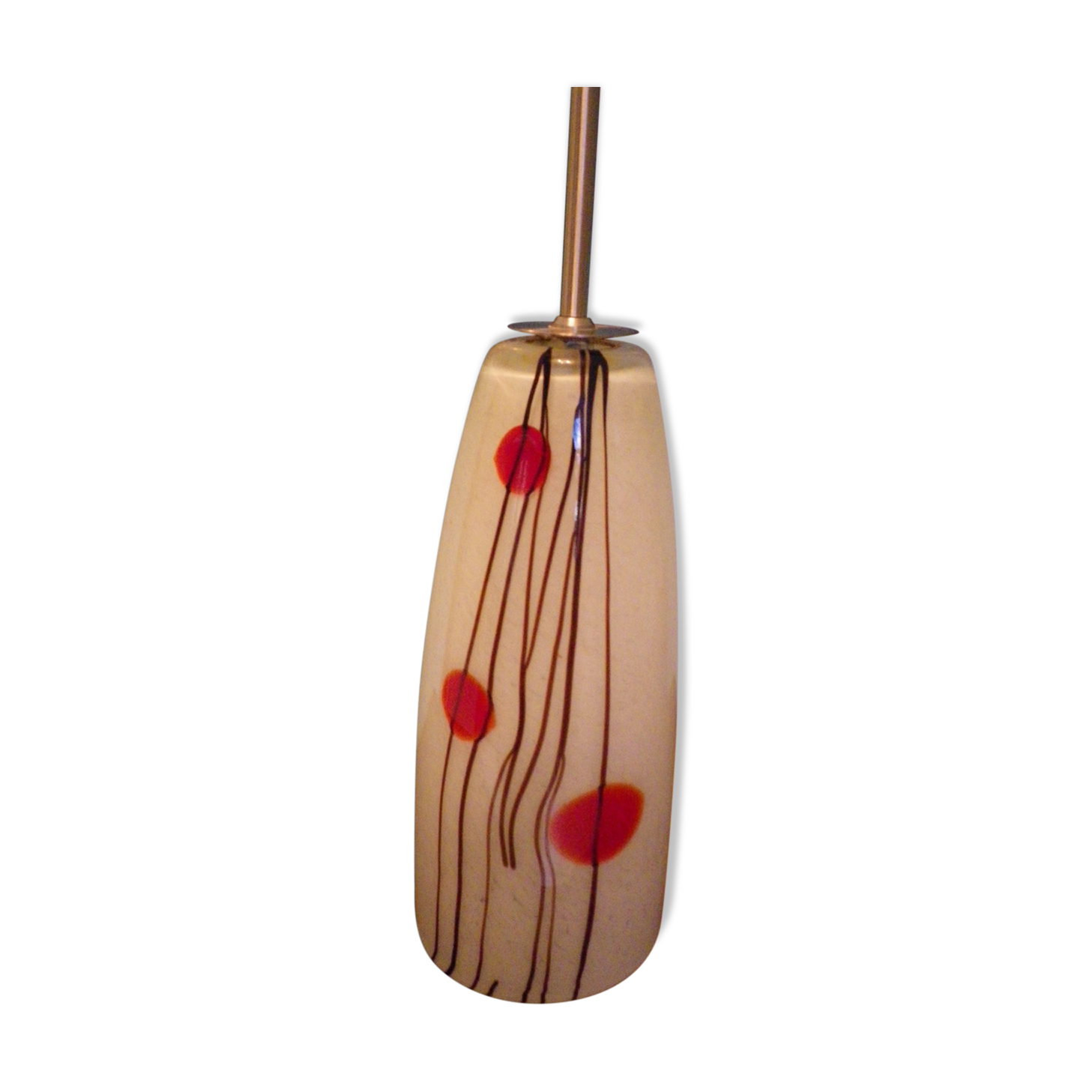 Suspension art déco des années 70, opaline, métal chromé