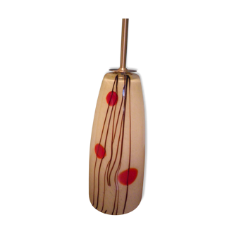 Art deco pendant lamp from the 70s, opaline, chrome metal