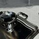 Guy Degrenne silver stainless steel serving tray with an eventful shape