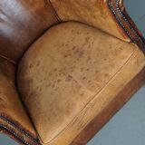 Fauteuil club vintage en cuir couleur cognac, pays-bas