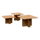 Ensemble de trois tables gigognes en chêne blond, années 80