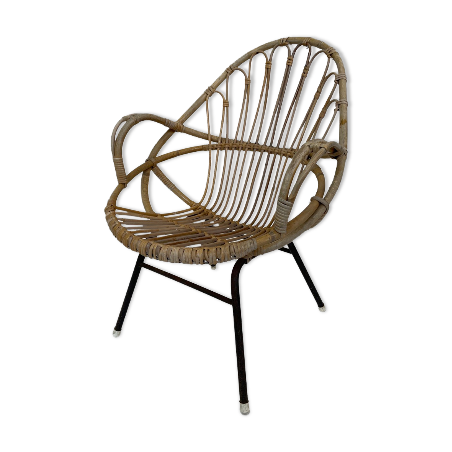 Chaise vintage en rotin par Dirk van Sliedregt Rohe Noordwolde 1960 aux Pays-Bas