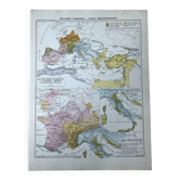 Historical map - Barbarian kingdoms and Merovingian Gaul - 27x37cm
