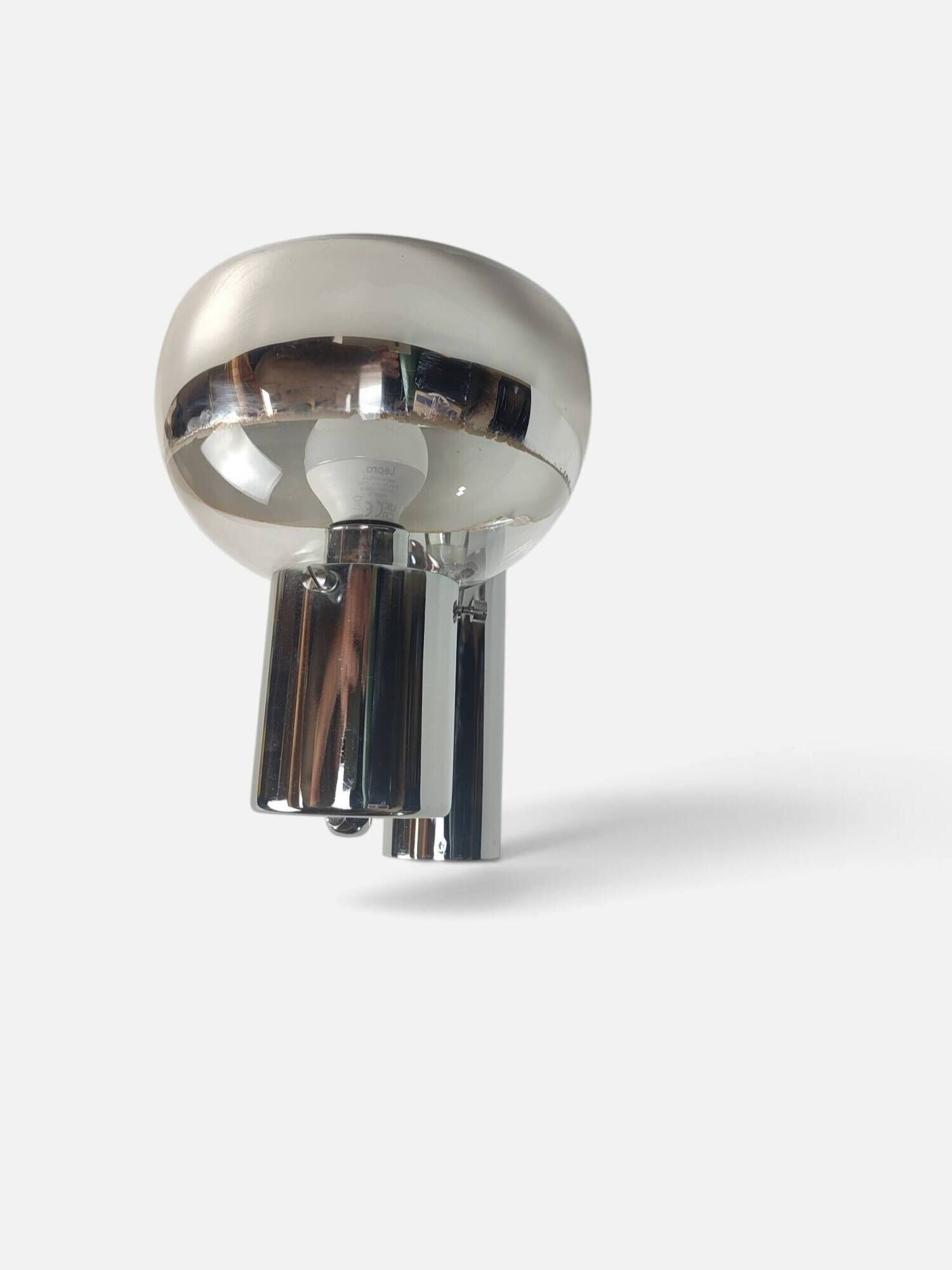 Space Age wall light in chrome with glass globe – 1970s