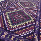 Hand-woven purple margoum rug in natural wool