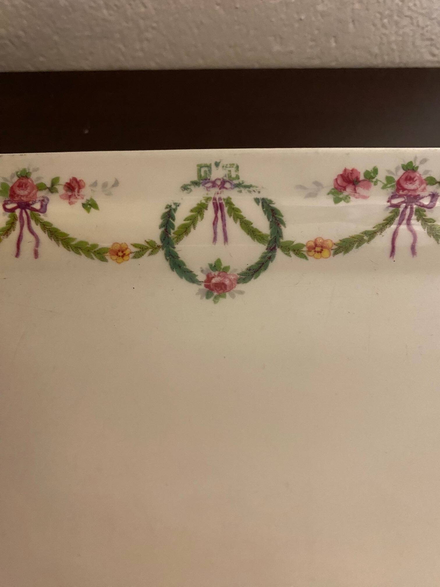 Mehun france earthenware cake dish with empire style floral frieze