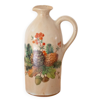 Vintage Ceramic Jug Vase With Autumnal Painting, Fall & Thanksgiving
