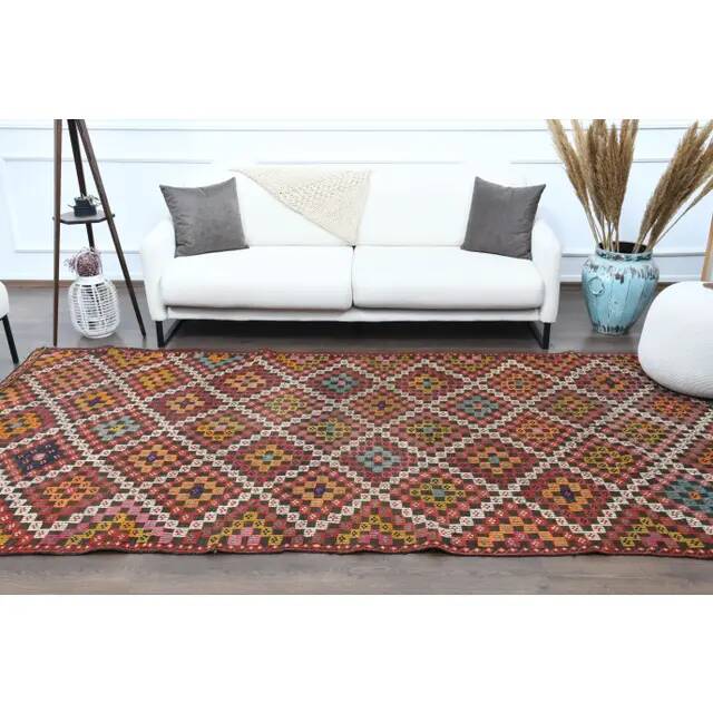 Vintage Turkish Oushak Handmade Wool Cotton Orange Area Rug 172x320