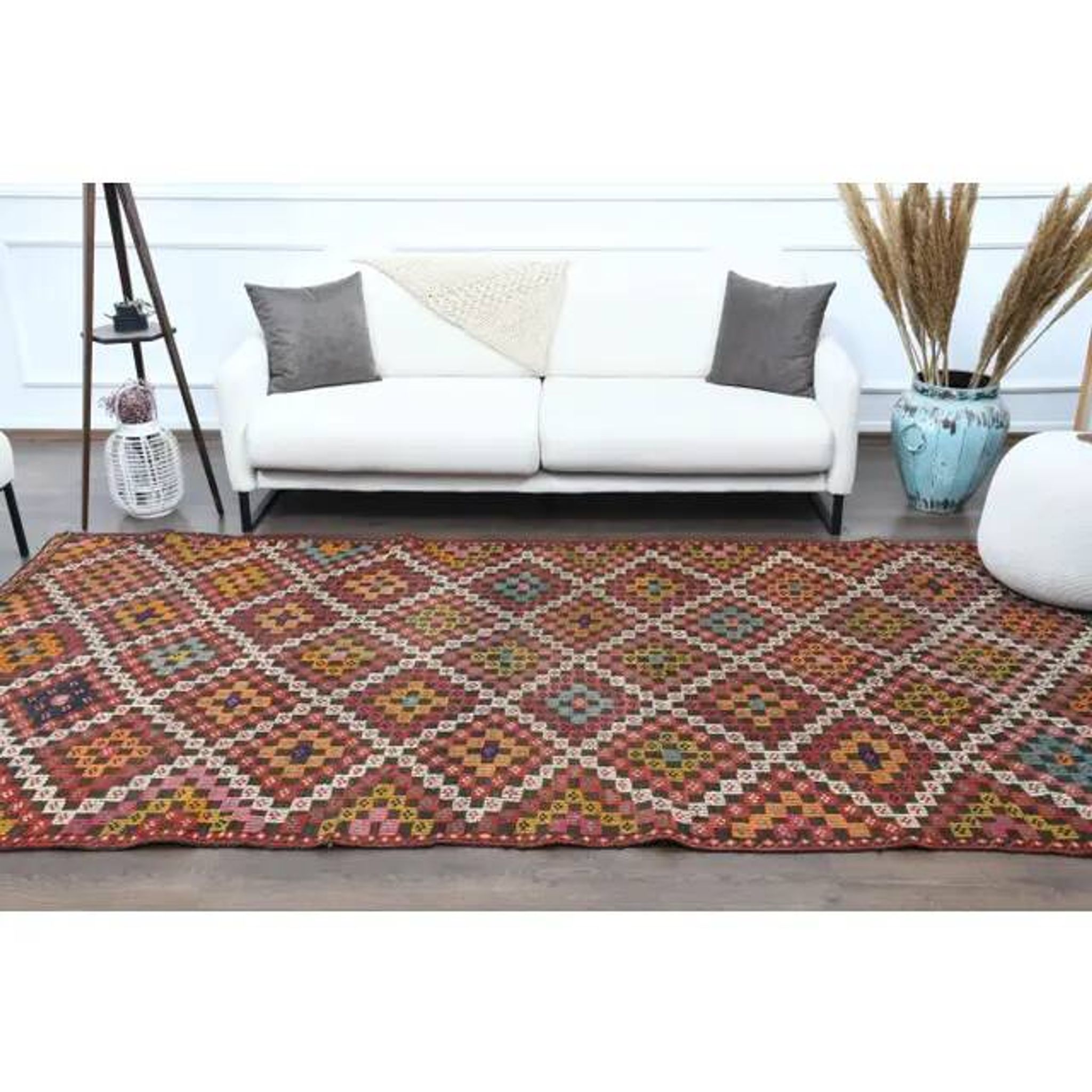 Vintage Turkish Oushak Handmade Wool Cotton Orange Area Rug 172x320