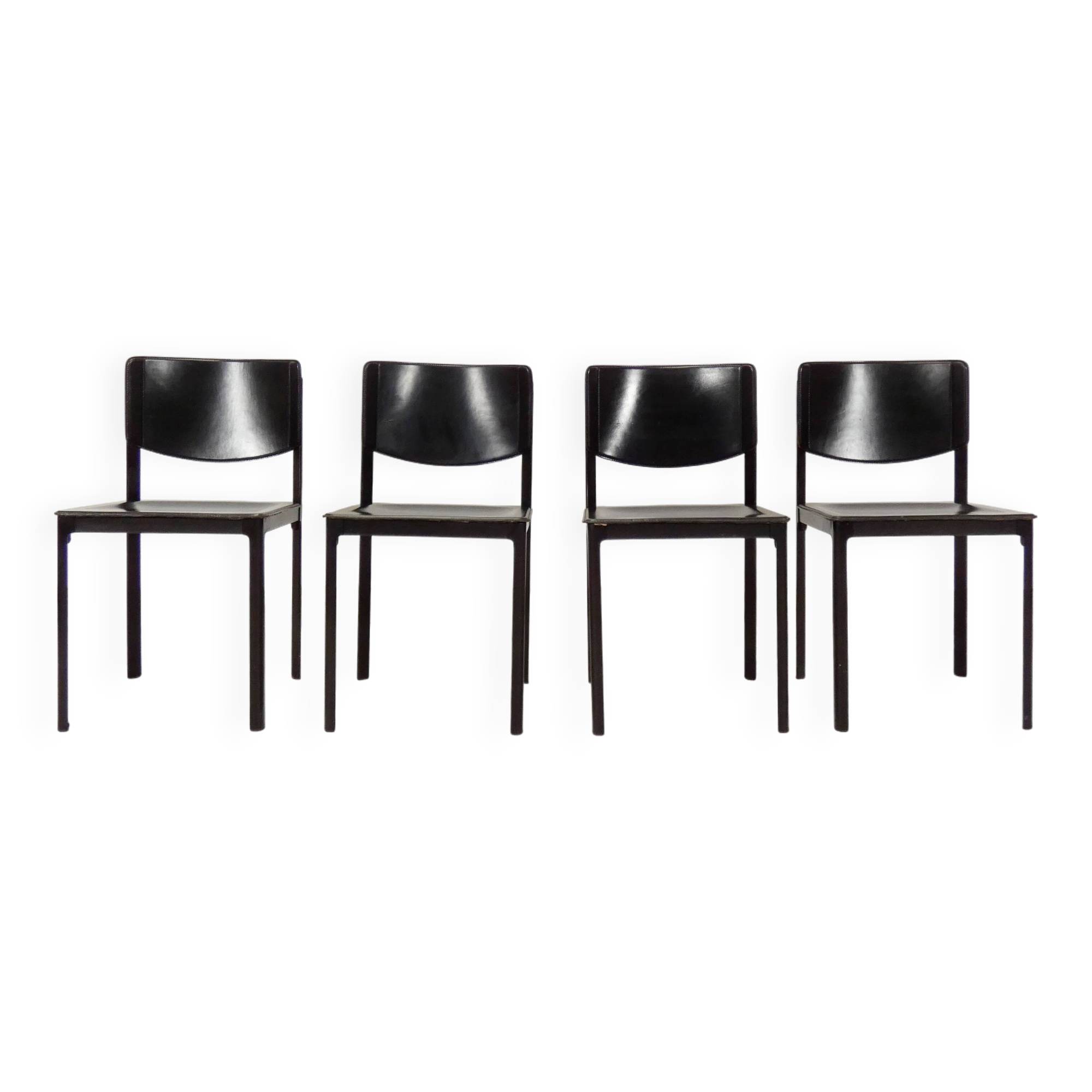 Matteo Grassi black leather dining chairs