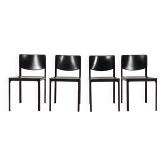 Matteo Grassi black leather dining chairs