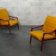 Pair of armchairs Jiri Jiroutek bouclette Yellow 1960