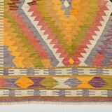 5x10 Kilim Mustard Yellow Geometric Style Area Vintage Kilim Rug,152x296 Cm