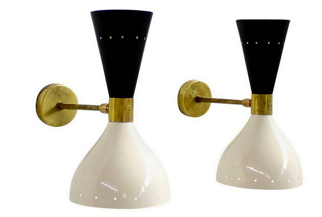 Pair wall lamps moonlight white & black