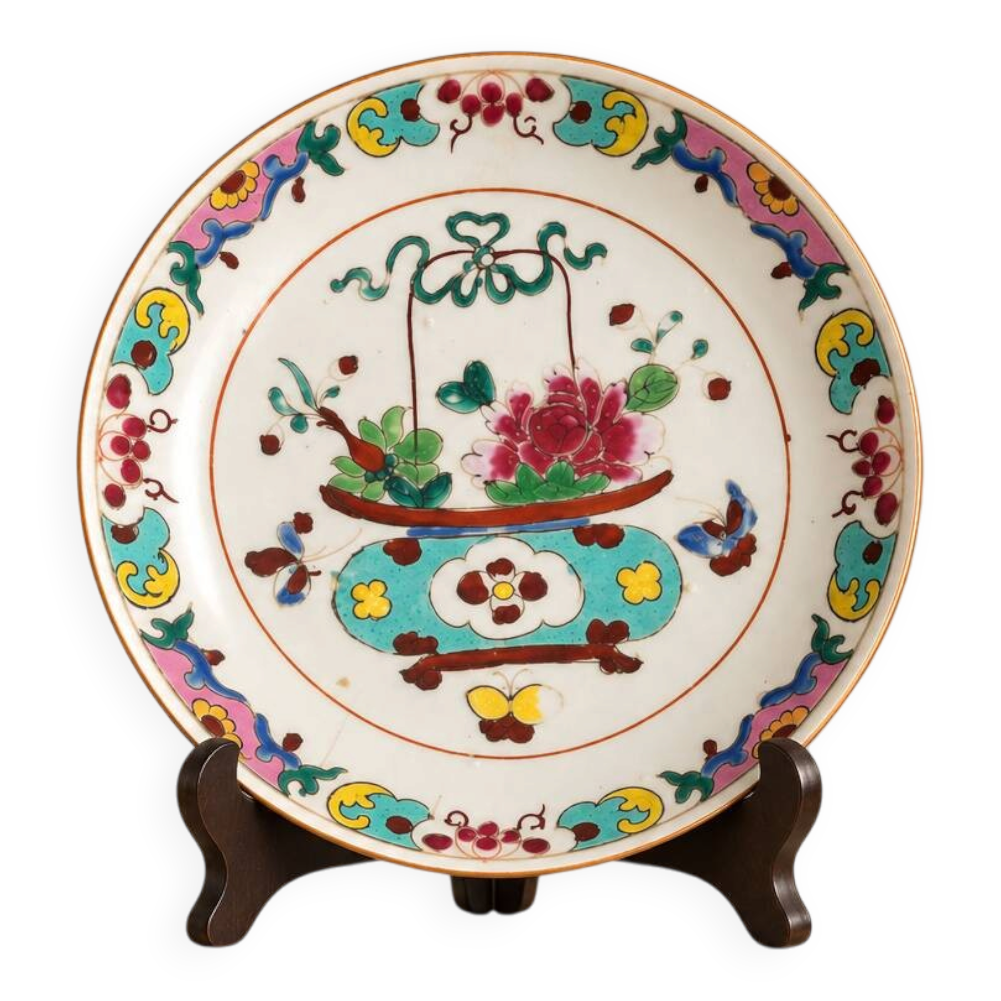 Chinese porcelain plate, famille rose, Peranakan