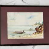 Framed antique watercolor, Gulf of Morbihan