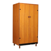 Vintage teak veneer wardrobe, designer, Italy, 1960s