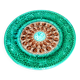 Antique plate in turquoise brown green slip with arabesque decoration