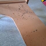 Meuble de salle de bain en bois patine blanche et marron