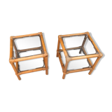 Pair of rattan bedsides