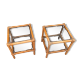 Pair of rattan bedsides