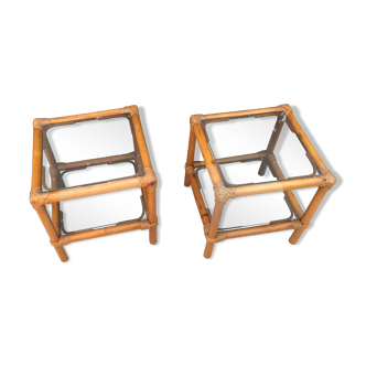 Pair of rattan bedsides