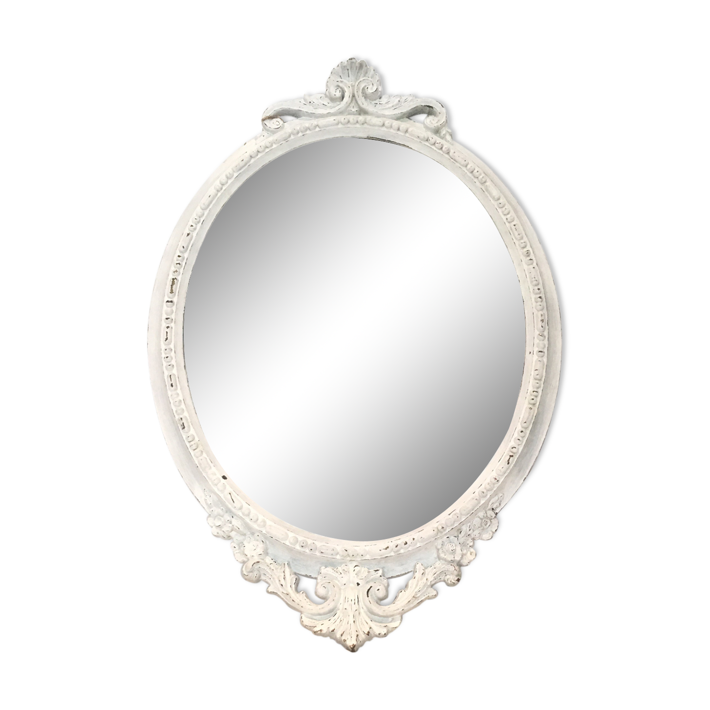 White oval mirror 41x29cm