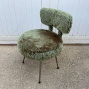 Chaise moumoute verte vintage 1960