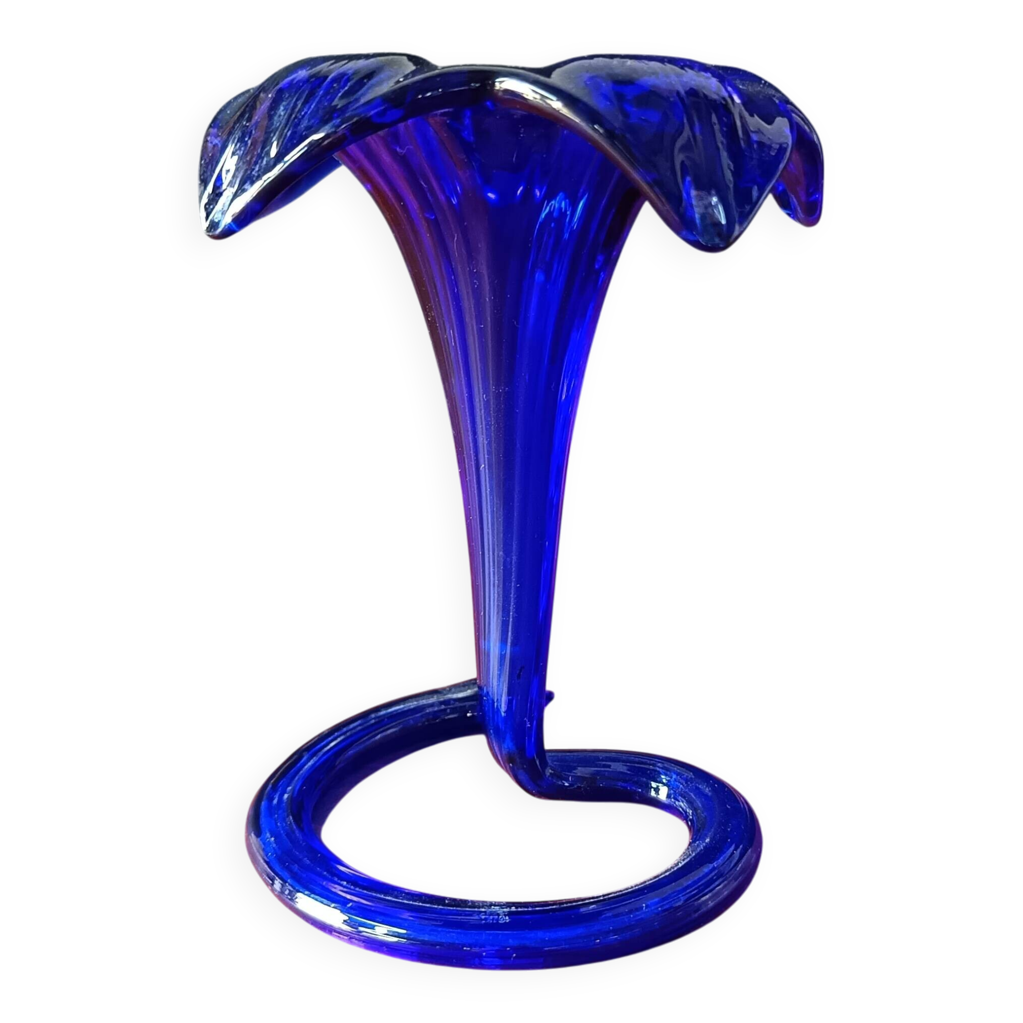 Pretty little trumpet vase, in blown cobalt blue glass