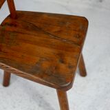 Pair of tripod stools with brutalist backrests, France, circa 1960