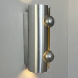 Vintage brushed metal wall lamp, France 1970