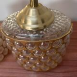 Pair of vintage wall lights with metal and bubbled glass globes