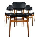 Series of 6 vintage chairs Stella imitation leather and wood
