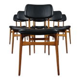 Series of 6 vintage chairs Stella imitation leather and wood