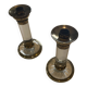 Pair of candlestick holders in crystal and gilded brass, Baccarat decoration.
