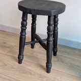 Antique solid wood stool with turned legs – rustic country style