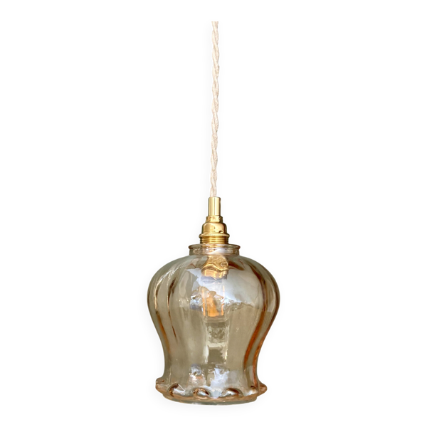 Suspension tulipe vintage en verre ambré — Beyit