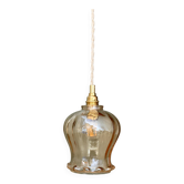 Vintage amber glass tulip pendant light